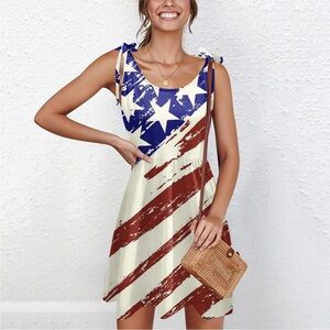 New spagetti straps American flag mini dress size M
